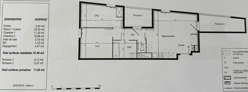 Appartement - 58 m² - 3 pièces