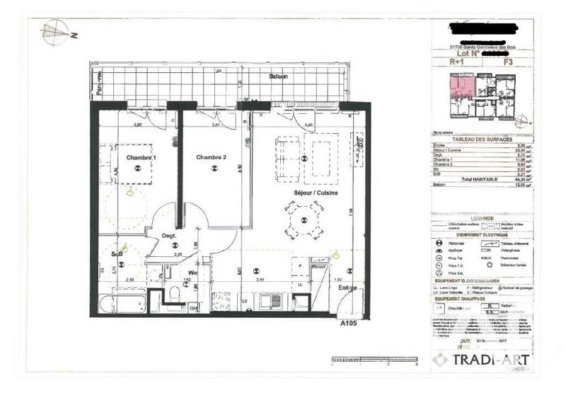 Appartement - 64 m² - 3 pièces