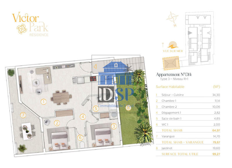 Appartement - 65 m² - 3 pièces