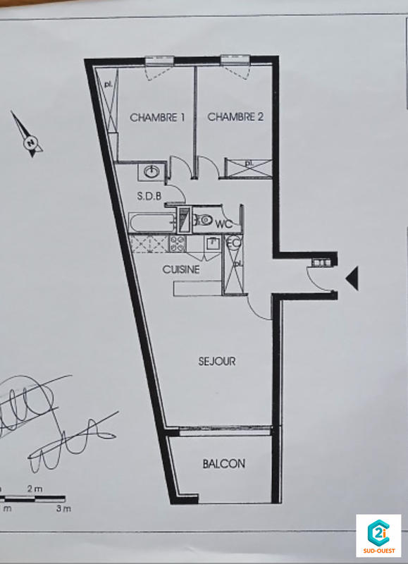 Appartement - 59 m² - 3 pièces