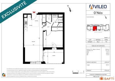 Appartement - 50 m² - 2 pièces