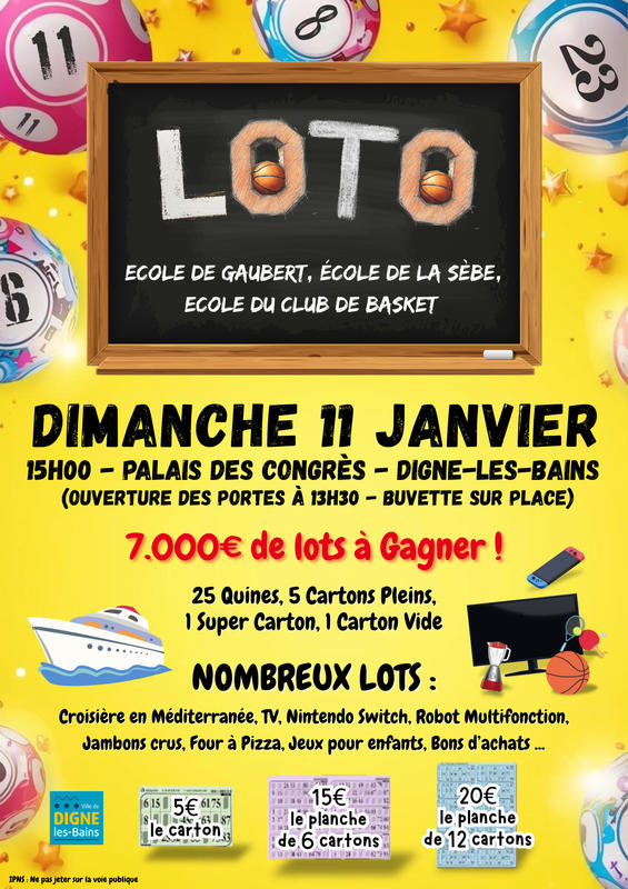 Loto des écoles de Gaubert, la Sèbe et du basket