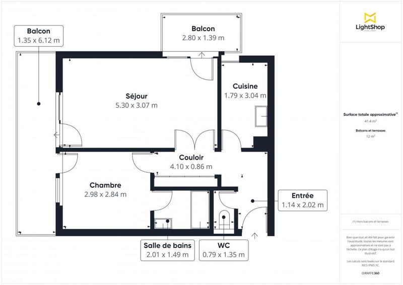 Appartement - 46 m² - 2 pièces