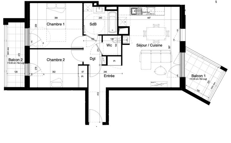 Appartement - 66 m² - 3 pièces