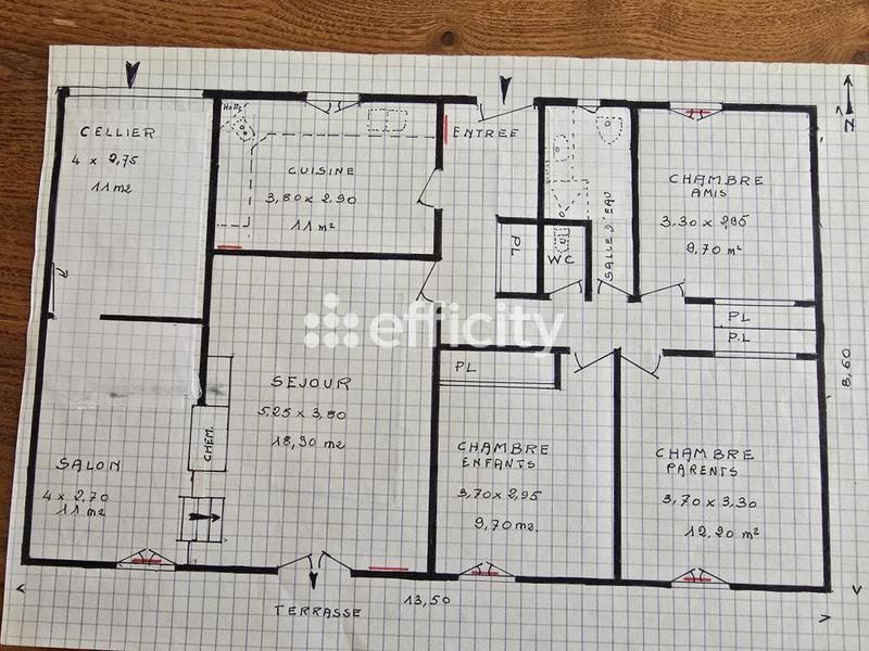 Maison - 93 m² - 4 pièces