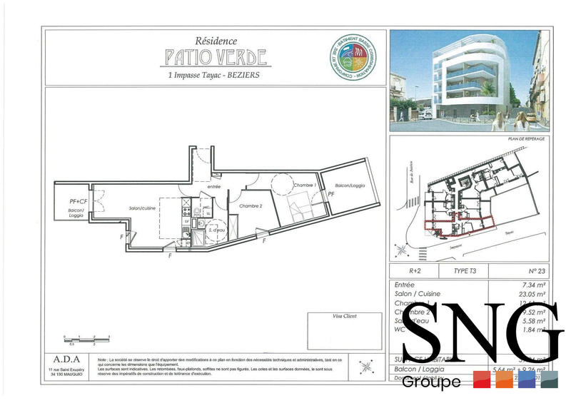 Appartement - 60 m² - 3 pièces