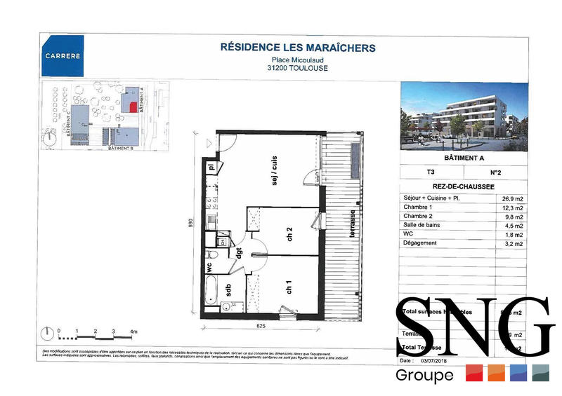Appartement - 59 m² - 3 pièces