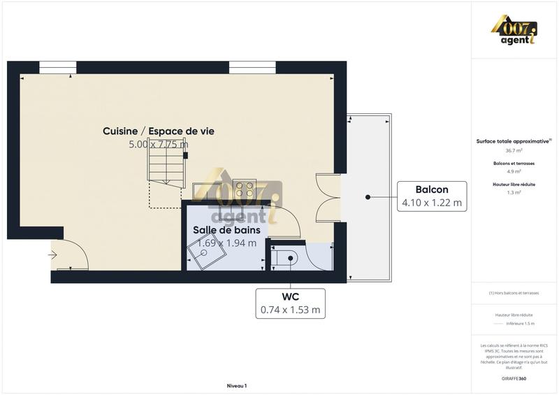 Appartement - 50 m² - 3 pièces