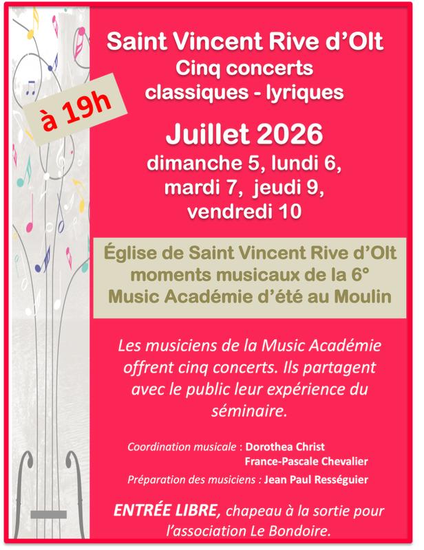 Concerts de la la sixième Académie Musicale
