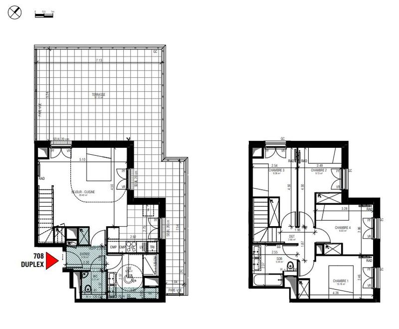 Duplex - 88 m² - 5 pièces