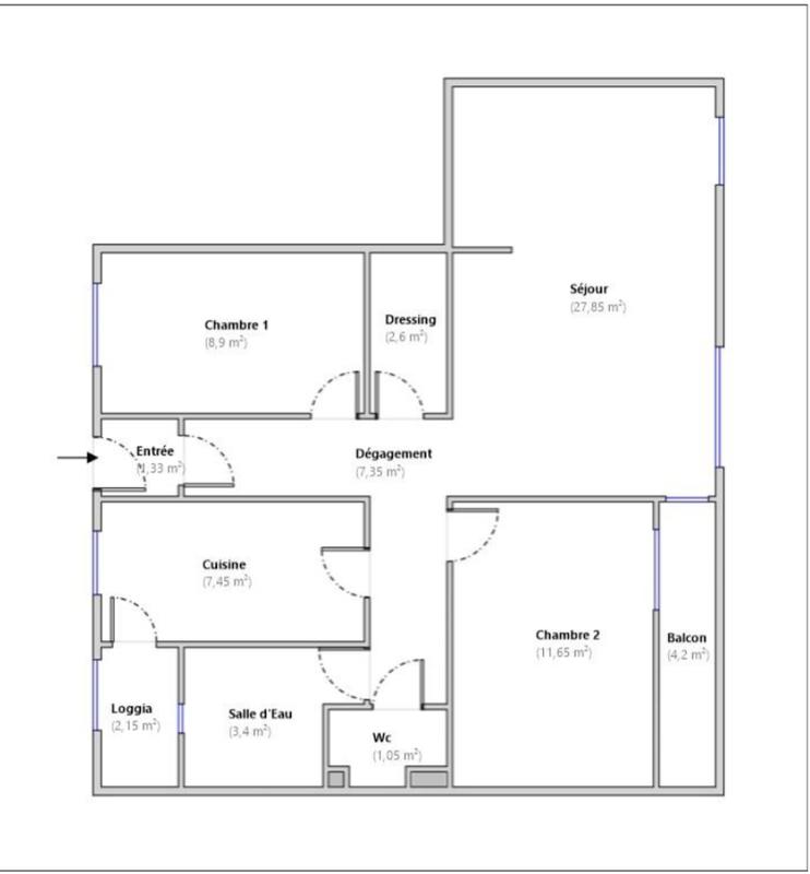 Appartement - 74 m² - 4 pièces