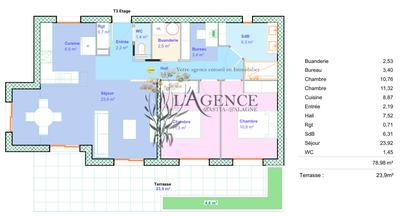 Appartement - 79 m² - 3 pièces