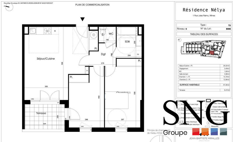 Appartement - 67 m² - 3 pièces