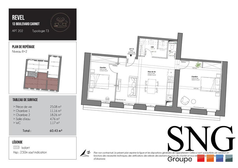 Appartement - 35 m² - 3 pièces