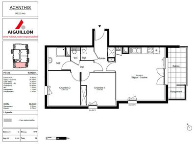 Appartement - 64 m² - 3 pièces