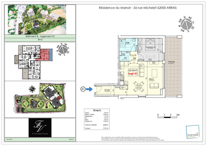 Appartement - 62 m² - 2 pièces