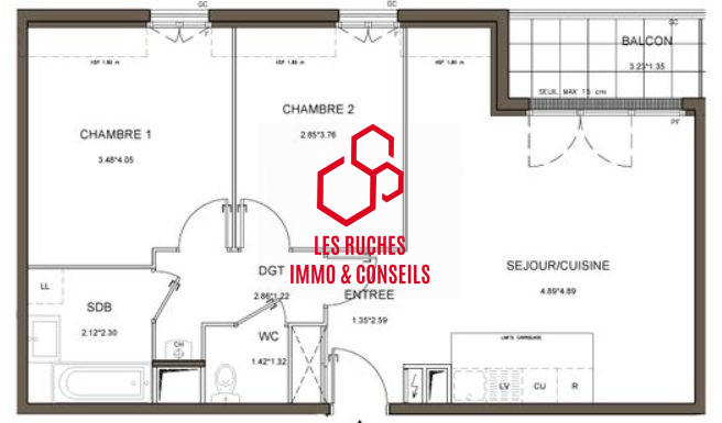 Appartement - 63 m² - 3 pièces