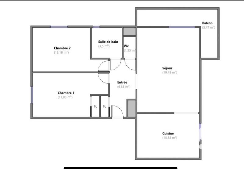 Appartement - 67 m² - 3 pièces