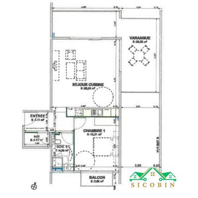 Appartement - 53 m² - 2 pièces