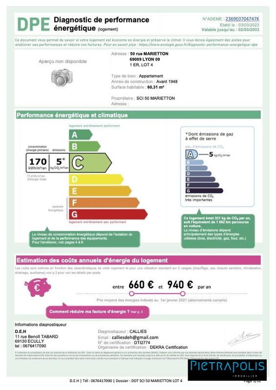 Appartement - 60 m² - 3 pièces