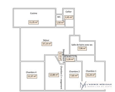 Bureau - 111 m² - 5 pièces