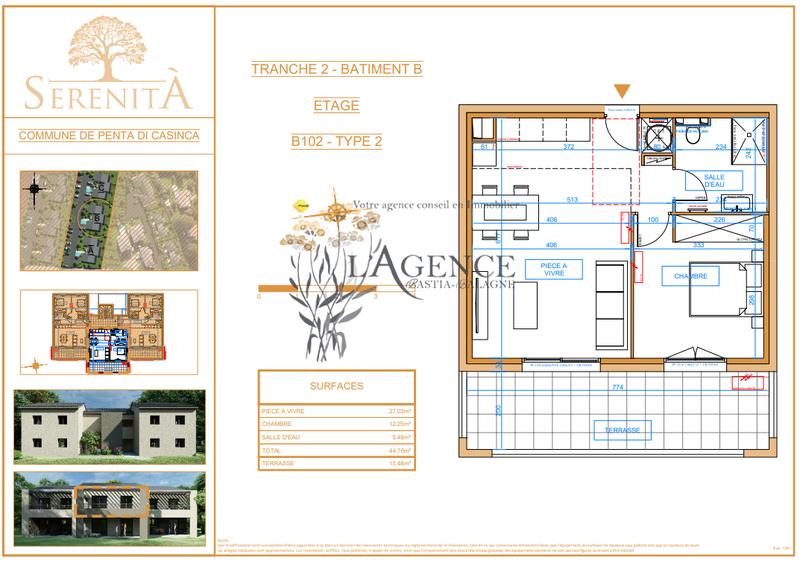 Appartement - 45 m² - 2 pièces