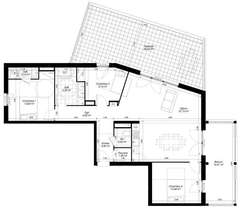 Appartement - 94 m² - 4 pièces