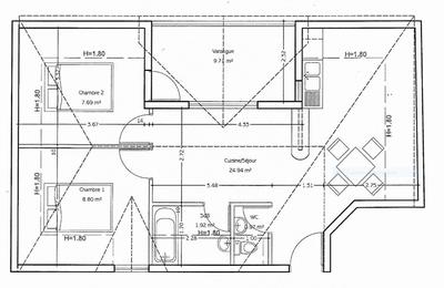 Appartement - 44 m² - 3 pièces