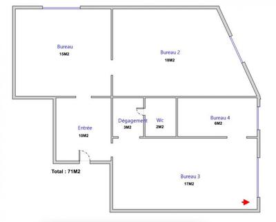 Bureau - 71 m²