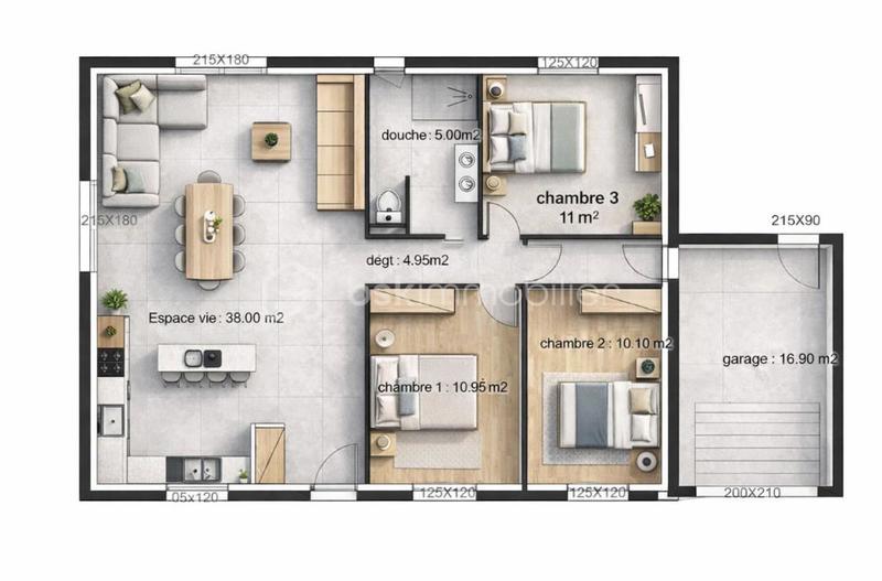 Maison - 80 m² - 4 pièces