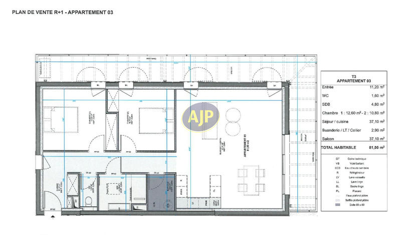 Appartement - 81 m² - 3 pièces