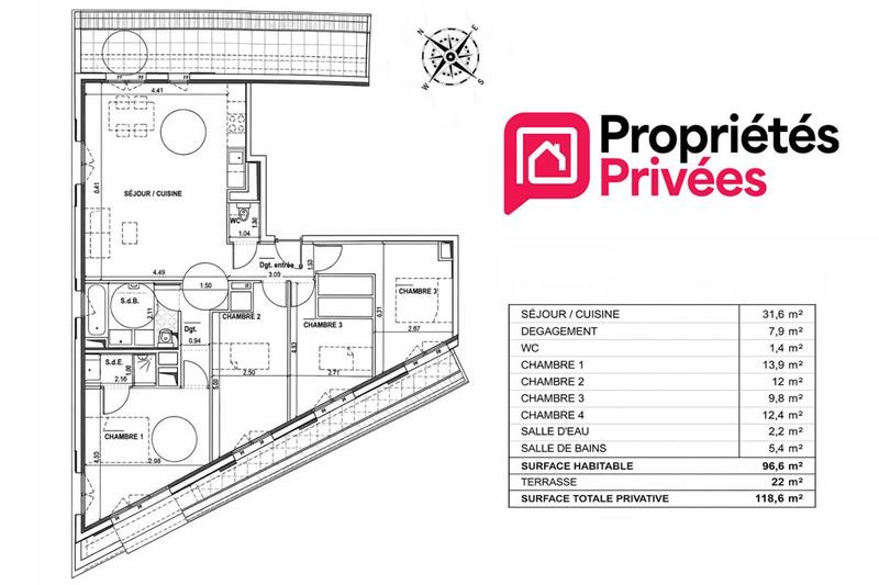 Appartement - 97 m² - 5 pièces
