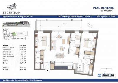 Appartement - 65 m² - 3 pièces