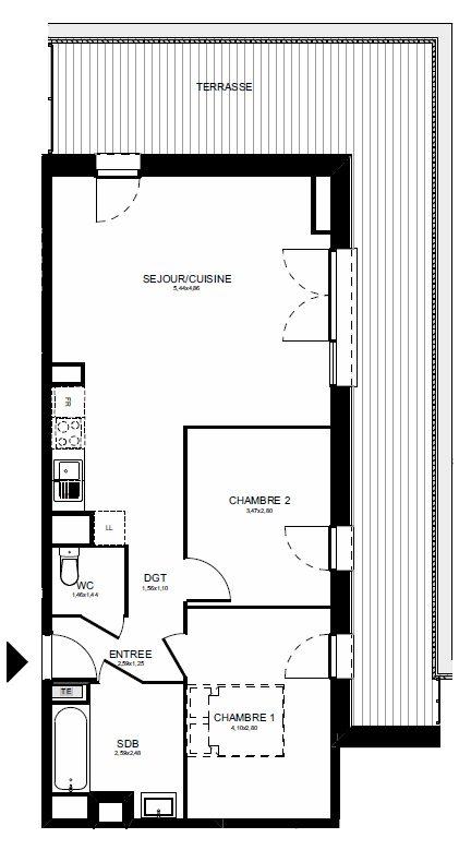 Appartement - 65 m² - 3 pièces