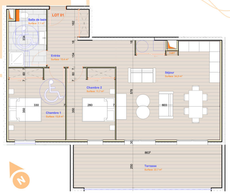 Appartement - 77 m² - 3 pièces