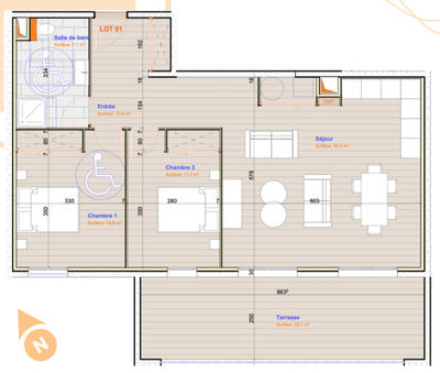 Appartement - 77 m² - 3 pièces