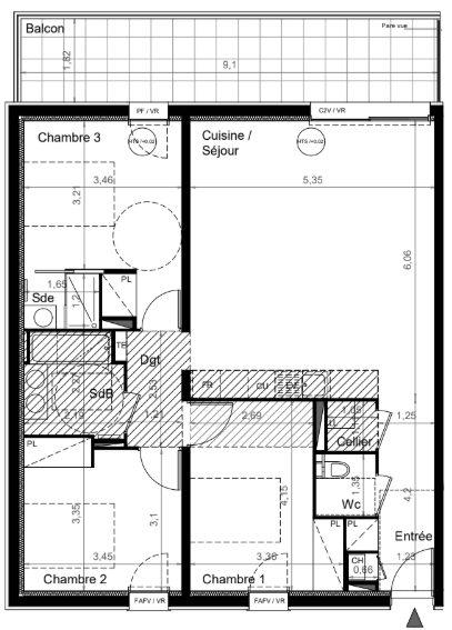 Appartement - 88 m² - 4 pièces