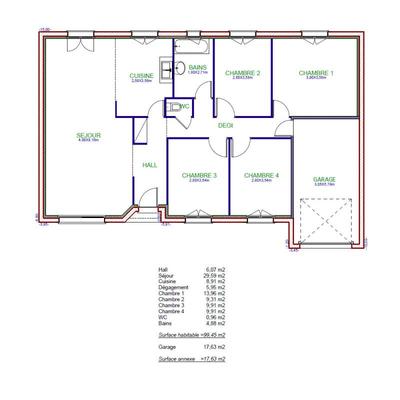Maison - 90 m² - 5 pièces