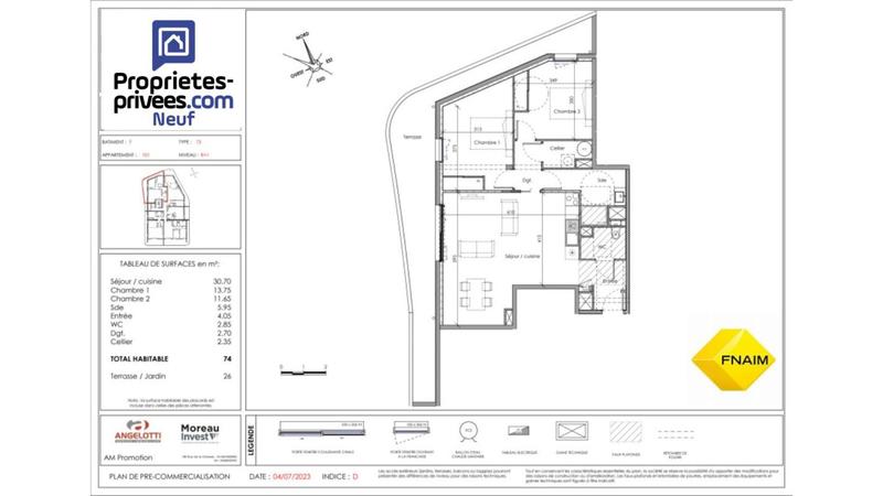 Appartement - 74 m² - 3 pièces