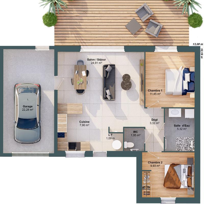 Maison - 66 m² - 4 pièces