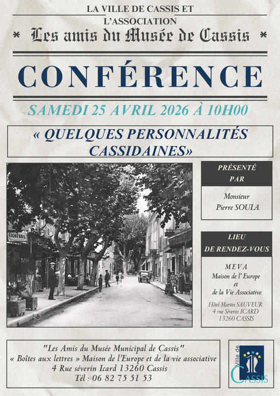 Conférence "Quelques personnalités cassidaines" par les amis du Musée de Cassis