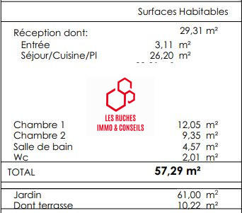 Appartement - 57 m² - 3 pièces
