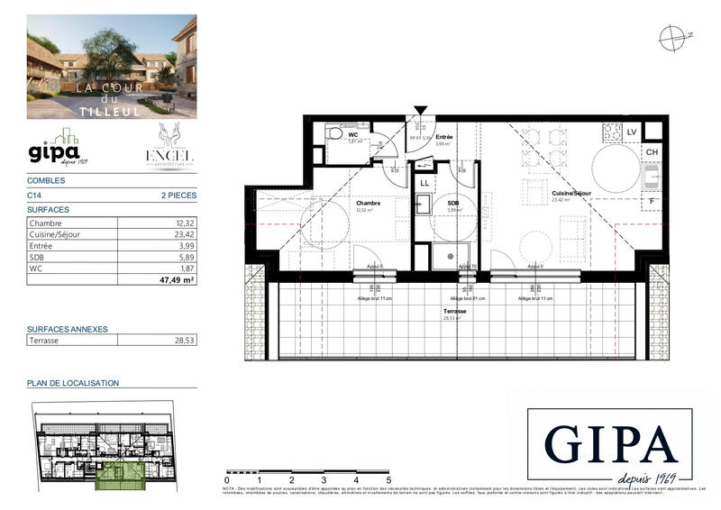 Appartement - 47 m² - 2 pièces