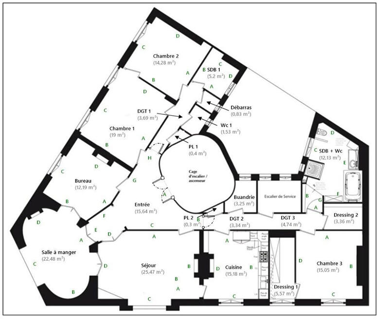 Appartement - 195 m² - 6 pièces