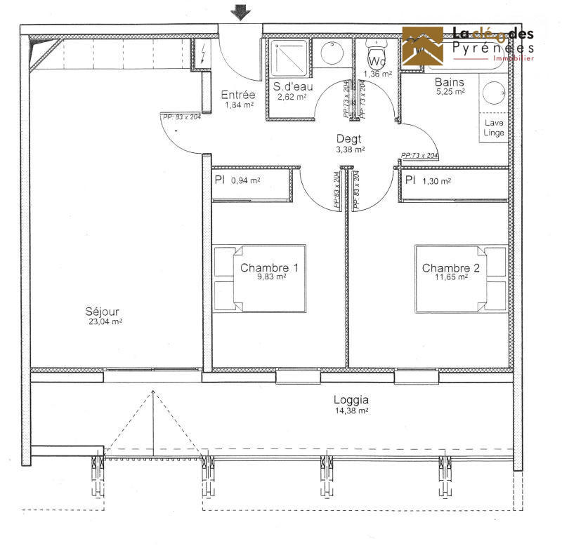 Appartement - 61 m² - 3 pièces
