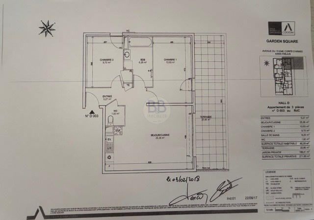 Appartement - 62 m² - 3 pièces