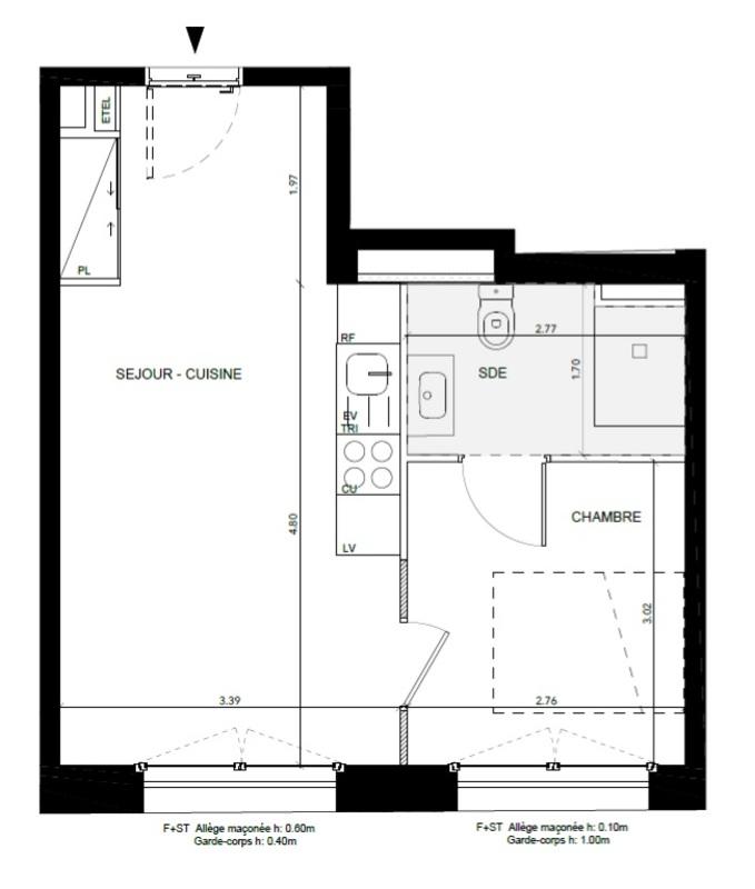 Appartement - 34 m² - 2 pièces