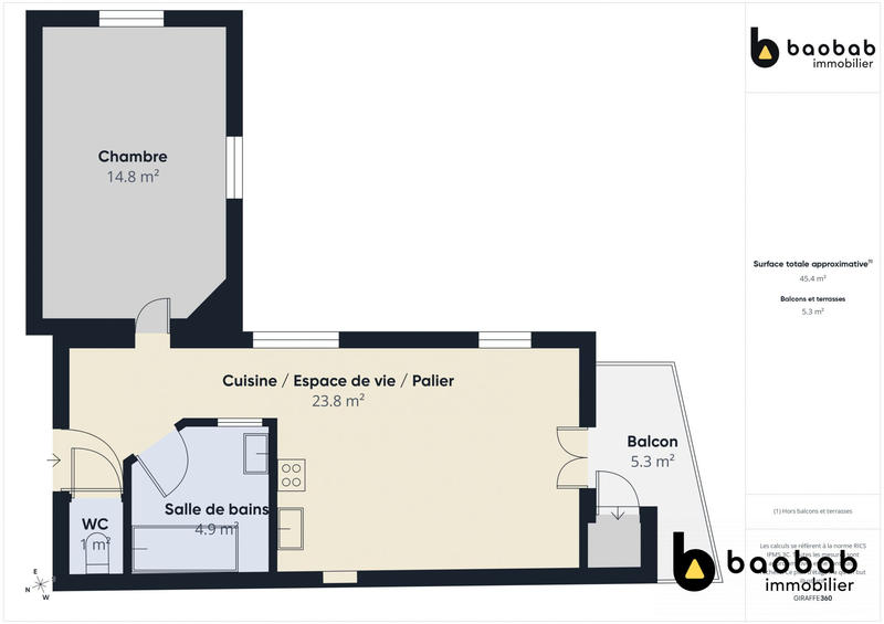 Appartement - 44 m² - 2 pièces