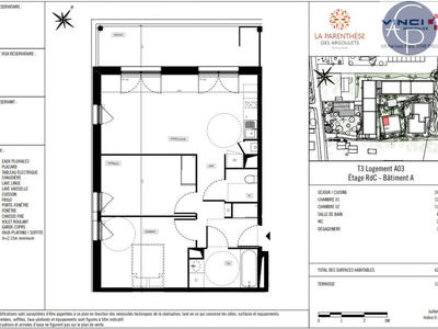 Appartement - 63 m² - 3 pièces