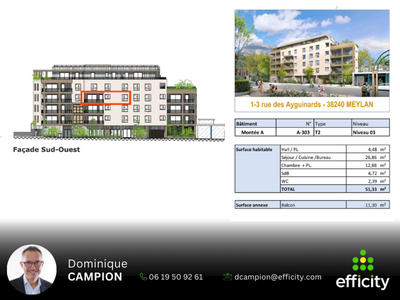 Appartement - 51 m² - 2 pièces